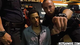 Two officers seizure a guy then fuck him (part 1) - gay porn